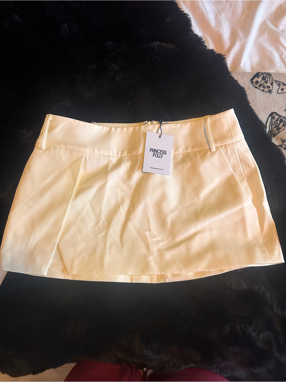 Princess Polly Pale Cream Mini Skirt with Front Pleats